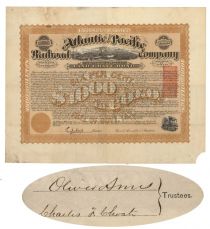 Atlantic & Pacific Railroad Co. Signed By Oliver Ames On Verso As Trustee
