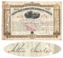Flint & Pere Marquette Railroad Co. Issued To And Signed On Verso By Astronomer Arthur Searle