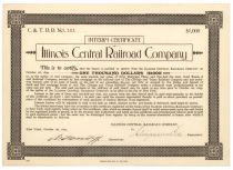 Illinois Central Railroad Company Signed By Stuyvesant Fish As President