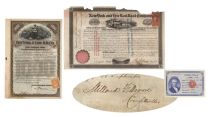 Very Rare New York & Erie Railroad Company Bond Signed On Verso By Millard Fillmore As Comptroller