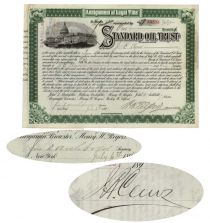 Standard Oil Trust Liquidation Issued To And Signed On Verso By J.B. Clews, Signed By John D. Archbold As Secretary And Wesley H. Tilford As Attorney In Fact