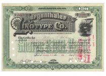 Mergenthaler Linotype Co. Issued To And Signed On Verso By William C. Whitney