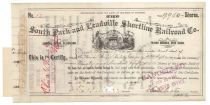 Rare South Park & Leadville Shortline Railroad Co. Issued To Drexel Morgan & Co.