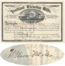 Portland Flouring Mills Stock Issued To Indian Fighter And Civil War Union General Nelson A. Miles And Signed By Him On Verso