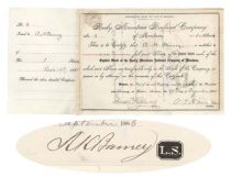 Rocky Mountain Railroad Co. Issued To And Signed On Attached Stock Receipt By A.H. Barney