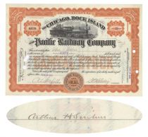Chicago, Rock Island & Pacific Railway Co. Issued To And Signed On Verso By Arthur H. Scribner