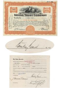 Iriving Trust Company Issued To And Signed On Attached Stock Power By Stanley Resor