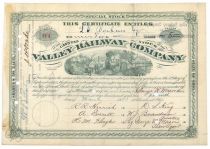 Valley Railway Company Signed By Jeptha Wade As President