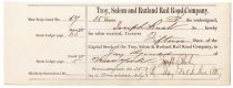 Troy, Salem & Rutland Rail Road Company Transfer Certificate Signed By Jay Gould