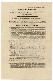 1821 Broadside Concerning Inspection And Review Of The Massachusetts Militia