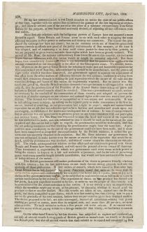 1808 Circular From George W. Campbell Decrying The Actions Of Britain And France As The War Of 1812 Looms