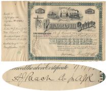 Baseball Pioneer A. J. Reach Signed Philadelphia Bourse Stock