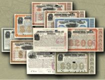 Atchison, Topeka And Santa Fe Set Of Twelve Gold Bond Scrip