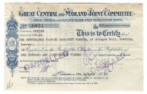 Great Central & Midland Joint Committee Stock Issued to Frances Margaret Farrer