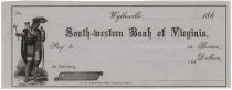 Unissued Remainder Of A South-western Bank Of Virginia Check