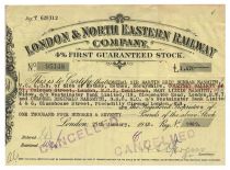 London & North Eastern Railway Company Stock Issued To Victoria Cross Recipient Admiral Sir Martin Eric Dunbar Nasmith