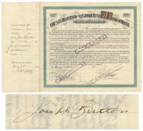 San Francisco & San Joaquin Railway Company Stock Signed by Joseph Britton