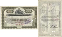 A Rare General Motors Company Stock Issued To And Signed On Verso By William C. Durant