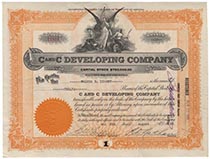 Extremely Rare And Early Stock Certificate Issued To And Signed On Verso By Walt Disney 