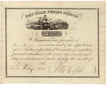 New York Public School Premium Certificate Signed By Peter Cooper