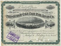 Pittsburgh & Lake Erie RR Company Stock Issued To J. Pierpont Morgan And Signed By Him On A Proxy Document