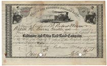 Baltimore & Ohio RR Company Stock Issued To And Signed By J. Pierpont Morgan