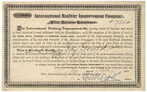 Intern. RW Improvement Company Scrip Issued To And Endorsed On Verso By Jay Gould