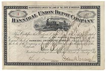 Hannibal Union Depot Company Endorsed On Verso As President Of The Company By Jay Gould