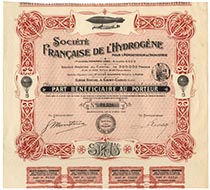 Societe  Francaise. De  Lhydrogene Pour L'aerostation Et L'industrie '