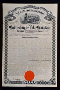 Ogdensburgh & Lake Champlain RR  bond