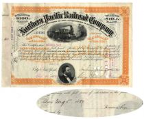 Northern Pacific Railroad Stock Issued To And Signed On Verso By Russell Sage