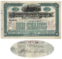 Northwest Equipment Company Stock Issued To And Signed On Verso By William Rockefeller And Witnessed By William G. Rockefeller, A Nice Association
