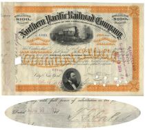 Northern Pacific Railroad Stock Issued To And Signed On Verso By Thomas F. Oakes