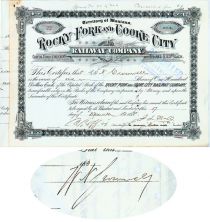 Rocky Fork And Cooke City RW Co. Issued To And Signed By William N. Cromwell