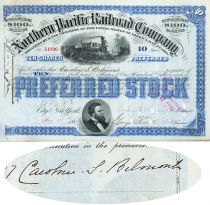 Northern Pacific Railroad Company - Issued To And Signed On Verso By Caroline S. Belmont