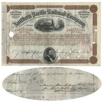 Northern Pacific Railroad Company Stock Issued To The American Home Missionary Society And Endorsed By Reverend Dr. Alexander H. Clapp 