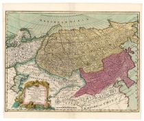 A Highly Attractive And Colorful Hand-colored Map Of The Russian Empire By Emanuel Bowen