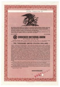 Rare Specimen Of Crocker National Bank 