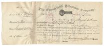 Connecticut Telephone Company Extremely Early Telephone Stock Signed By Marshall Jewell