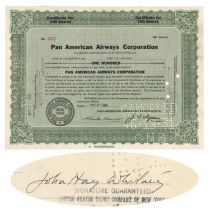 Pan American Airways Corporation Issued To And Signed On Attached Stock Assignment By John Hay Whitney