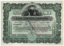 The Founder Of Paine Webber Signs A Lake Copper Company Stock Certificate