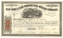 A Rare Western Mining Certificate, New York & Utah Prospecting & Mining Company