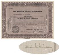 Early Pan Am Stock Issued To And Signed On Verso By Cornelius Vanderbilt Whitney
