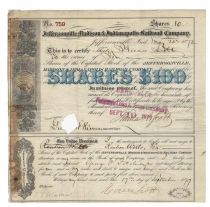 Railroad Stock Signed By Thomas A. Scott