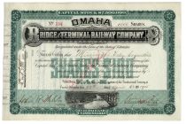 Omaha Bridge & Terminal Railway Co. Stock Signed By Stuyvesant Fish