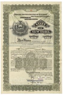 State Of New York Loan For The Construction Of Buildings For State Institutions - Issued To George Vanderbilt