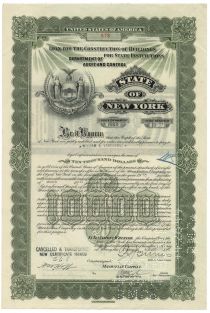 State Of New York Loan For The Construction Of Buildings For State Institutions For $10,000 Issued To William K. Vanderbilt, Jr.