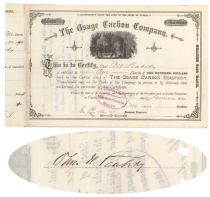 The Osage Carbon Company Issued To And Signed By O.W. Peabody