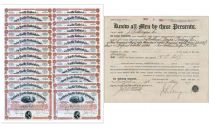 Historic Large Block Of Northern Pacific Shares Issued To  J.P. Morgan & Co. During Morgan’s Reorganization Of The Struggling Railroad, Accompanied By A Transfer Reciept Signed By J. Pierpont Morgan Junior On Behalf Of The Morgan Company!