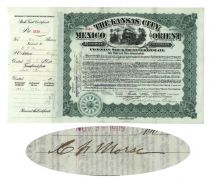 The Kansas City, Mexico & Orient Railway Company Issued To And Signed By C.F. Morse